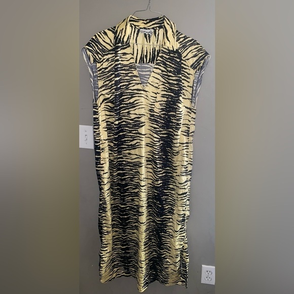 GANNI Animal Print Midi Dress Size S/M - Picture 3 of 3